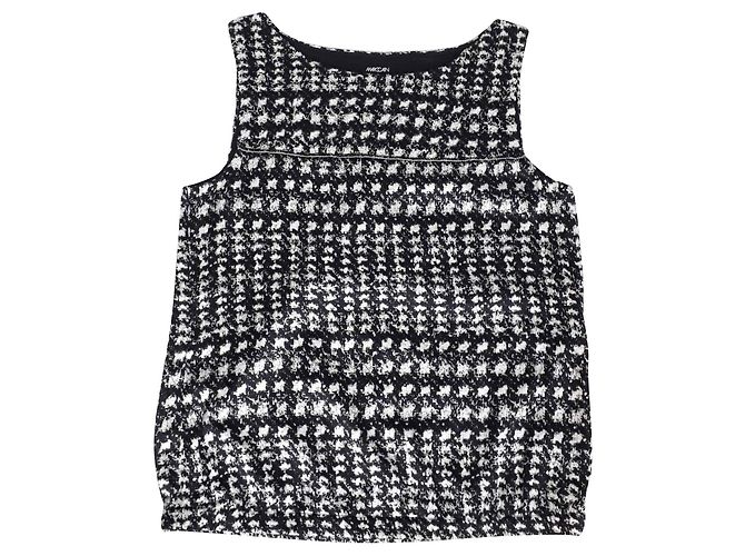 Marc Cain Houndstooth top s Preto Branco