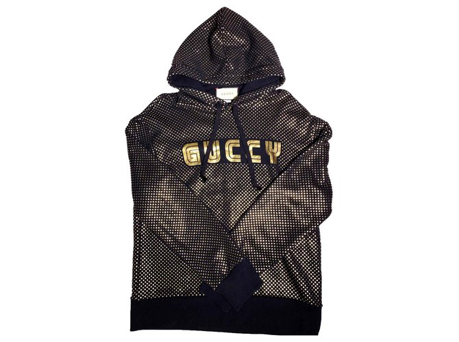 Gucci Sweaters Black Golden Cotton  ref.113859