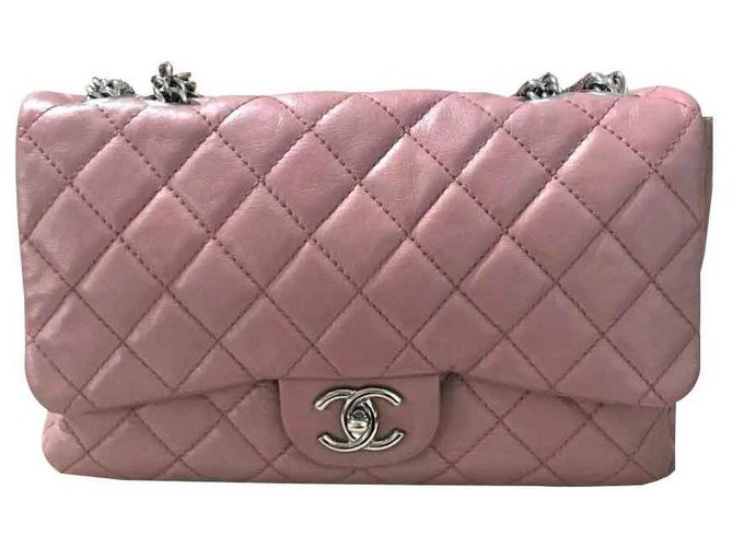Limited Edition Chanel Washed Pink Lambskin Jumbo Flap Bijoux Bag