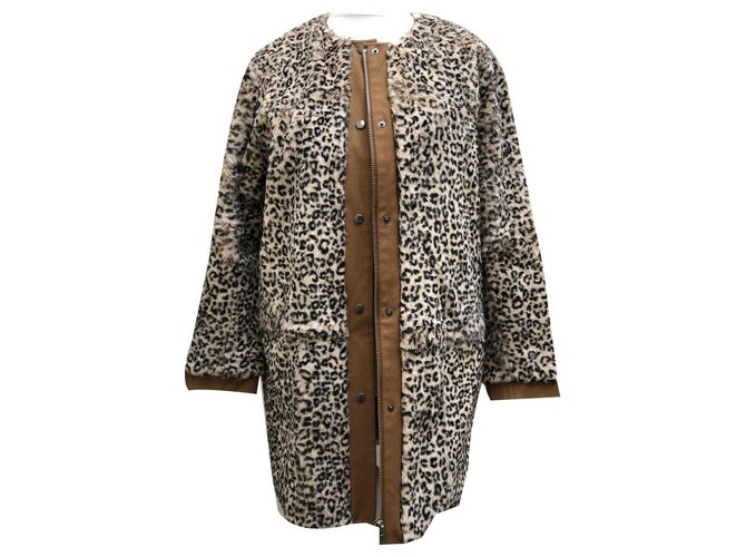 Vanessa Bruno Athe Desmond Coat Leopardenprint Kaninchen  ref.113914