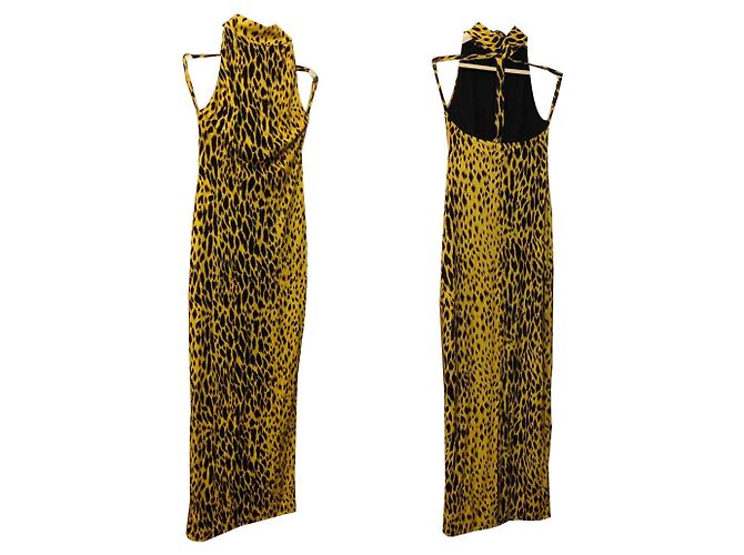 Versace Vestido largo estampado leopardo