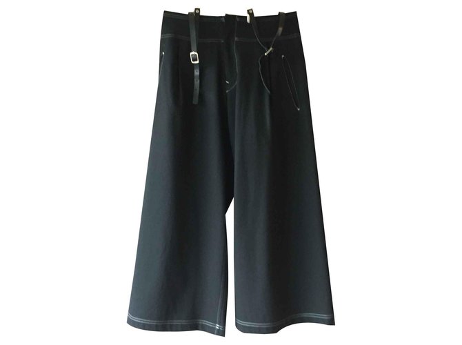 Yohji Yamamoto calça, leggings Preto Lã  ref.113936