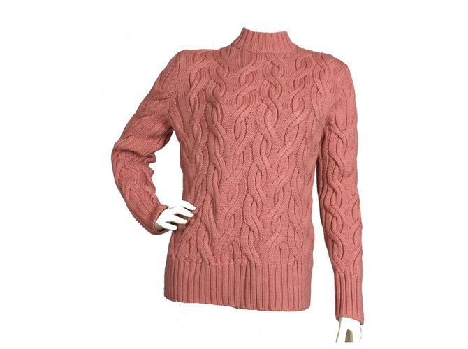 Cos Strickpullover aus Wolle mit Zopfmuster Pink  ref.113946