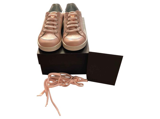 Louis Vuitton Sneakers Pink Leather Cloth  ref.113955