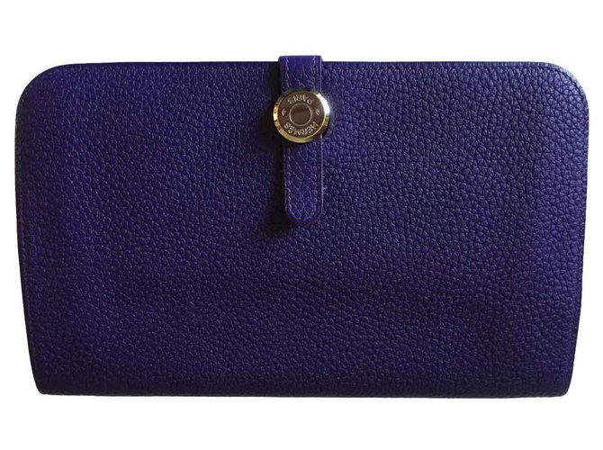Hermès DOGON Wallet Purple Leather  ref.113957