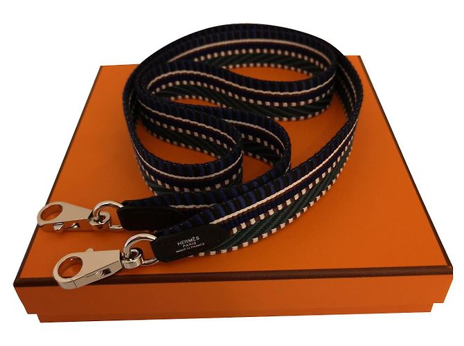 Hermès Alça de ombro Hermes Preto Azul Verde