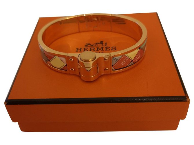 Hermès dobradiça pulseira savana dance Multicor Banhado a ouro  ref.114017