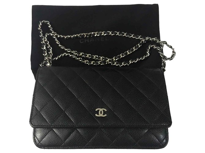 Chanel wallet on chain Black Leather  ref.114116