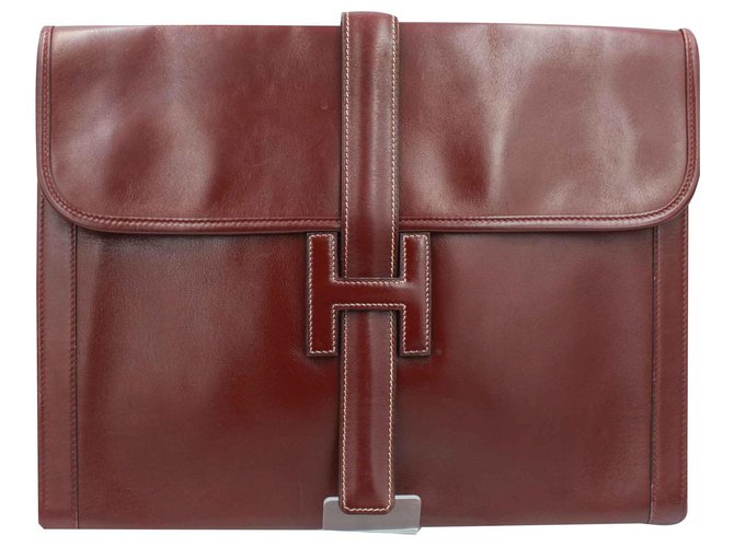 Hermès Jige Gm Cuir Bordeaux  ref.114340