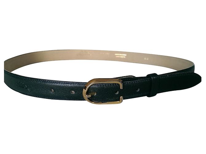 Cinto Longchamp de couro preto com fivela dourada