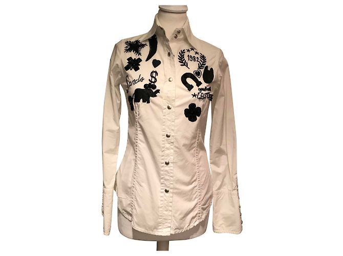 Coast Bluse Weiß aus Baumwolle mit schwarzer Stickerei