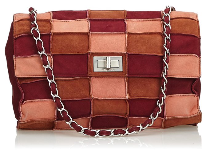 Chanel Reedição Patchwork Suede Flap Bag Marrom Multicor Bege Suécia Couro  ref.114521