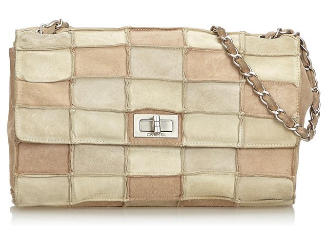 Chanel Patchwork-Flap-Tasche für Neuauflage Braun Beige Hellbraun Schweden Leder  ref.114556