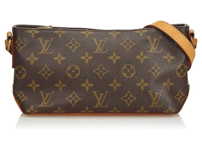 Louis Vuitton Monogram Trotteur Brown Leather Cloth  ref.114586