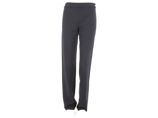 Chanel Trousers Navy blue Viscose  ref.114757