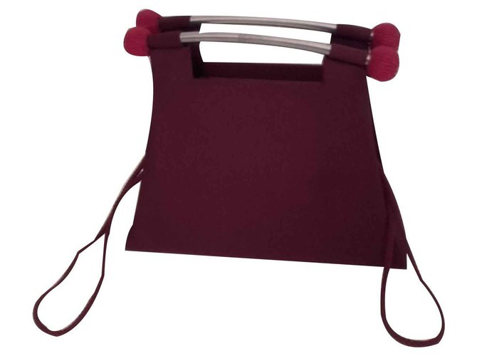 Autre Marque SMALL BAG OF SHAPE TRAPEZE SHOULDER OR HAND Dark red Satin  ref.114813