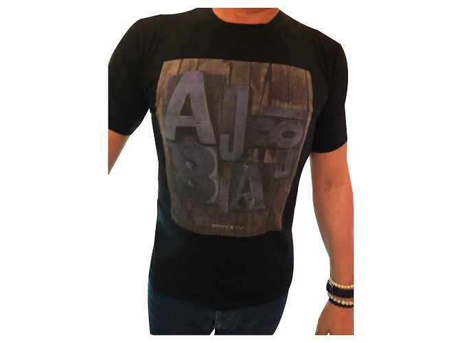 Camiseta Armani Jeans negra de algodón Negro