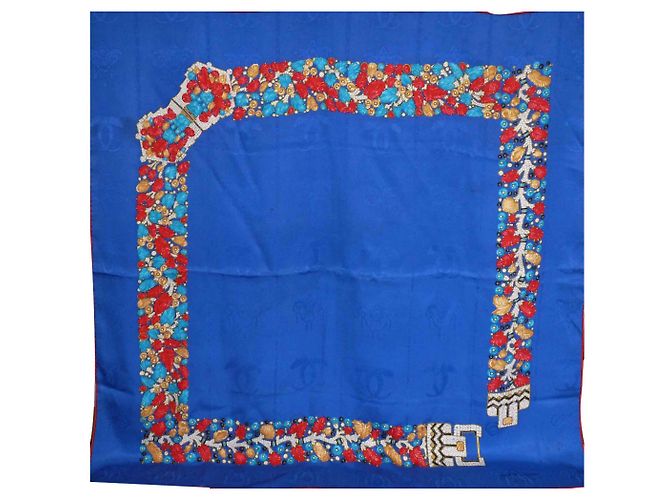 Pañuelo de seda azul Cartier 85x85