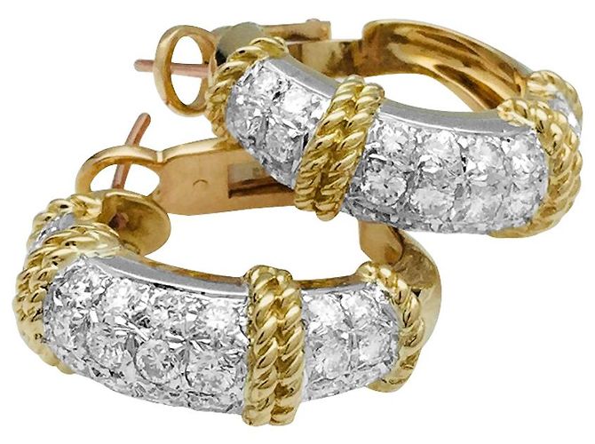 Orecchini "Isaure" di Fred, 2 toni oro e platino, Diamants.
