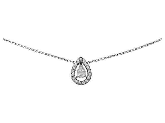 Pendentif Boucheron "Ava" or gris, diamant poire 0,50 carat. Or blanc  ref.114858