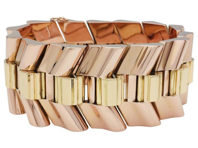 inconnue Tank bracelet in pink and yellow gold. Pink gold  ref.114878