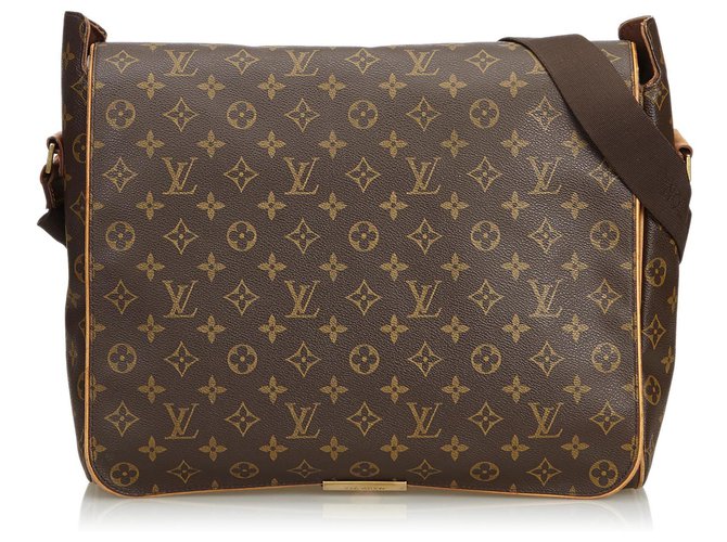 Louis Vuitton Monogram Abbesses Brown Leather Cloth  ref.114974