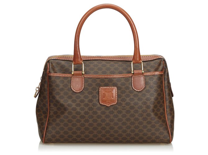 Céline Macadam Handbag Brown Leather Plastic  ref.115005