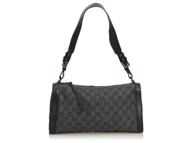 Gucci GG Jacquard Shoulder Bag Black Leather Cloth  ref.115009