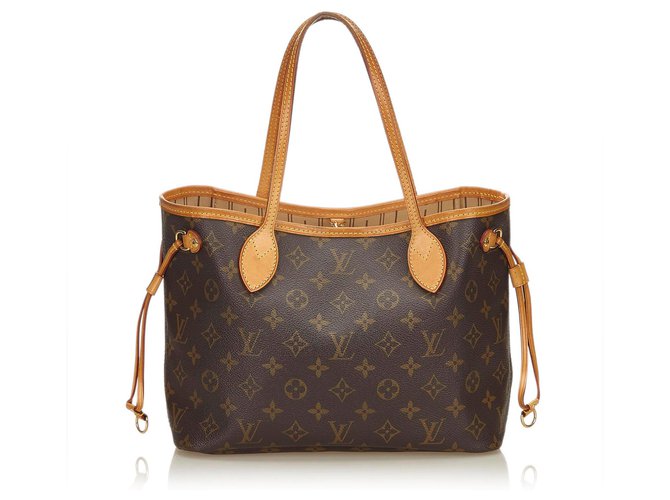 Louis Vuitton Monogram Neverfull PM Brown Leather Cloth  ref.115021