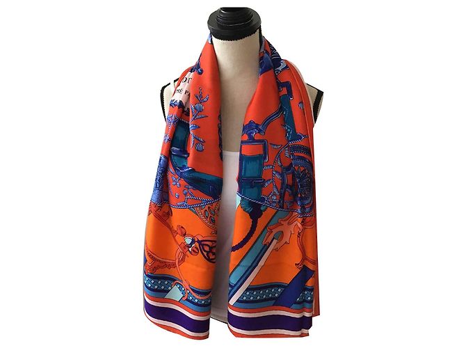 Hermès Steigbügel-Duett Orange Kaschmir