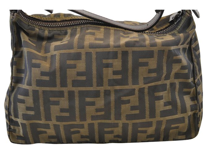 Fendi Zucca Shoulder Bag Brown Cloth  ref.115067
