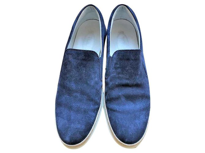 TOD'S MEN'S SUEDE LOAFERS Blue  ref.115109