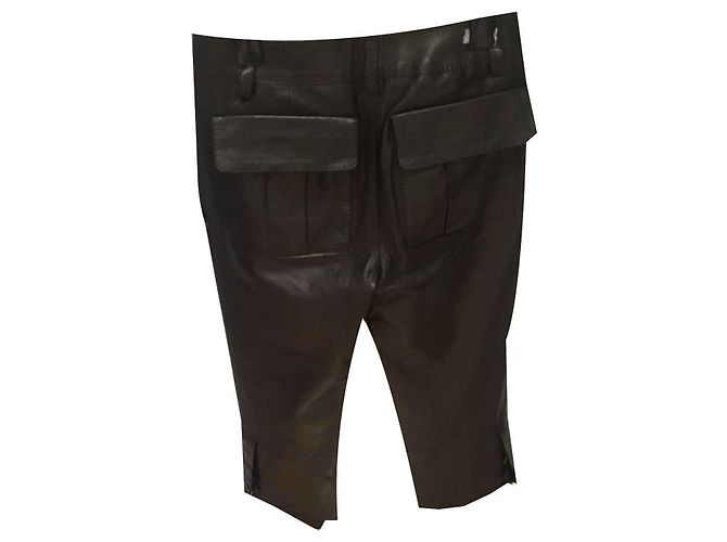 Louis Vuitton Leder Shorts Hose Schokolade