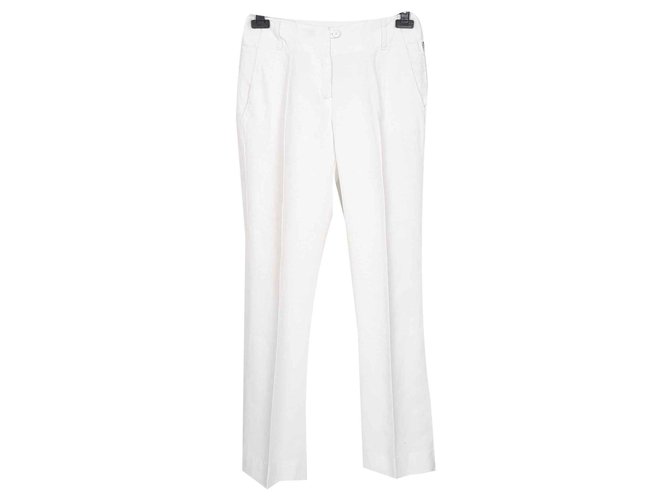 Autre Marque Erny van Reijmersdal pantalones anchos de lino blanco de pierna 38 METRO  ref.115132