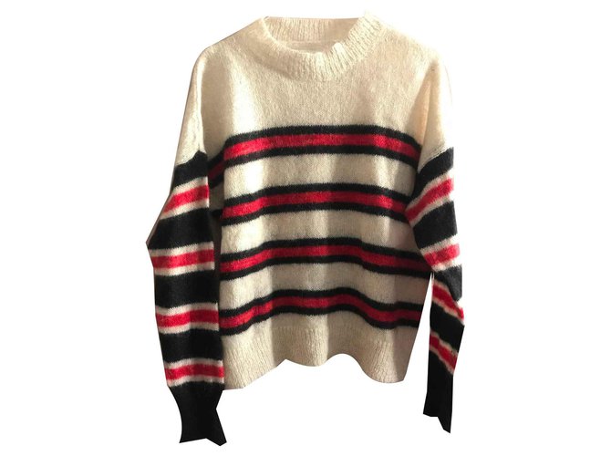 Isabel Marant Knitwear Black Red Cream Wool Mohair  ref.115135