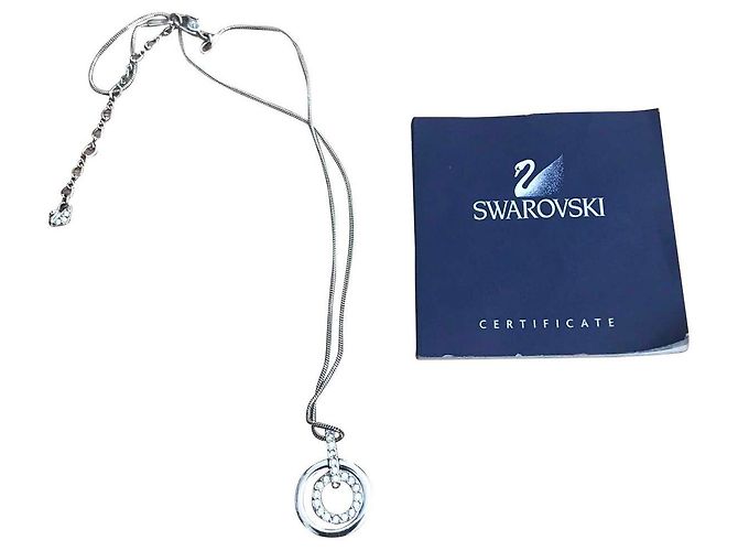 Swarovski Halskette mit Anhänger Silber Grau Kristall