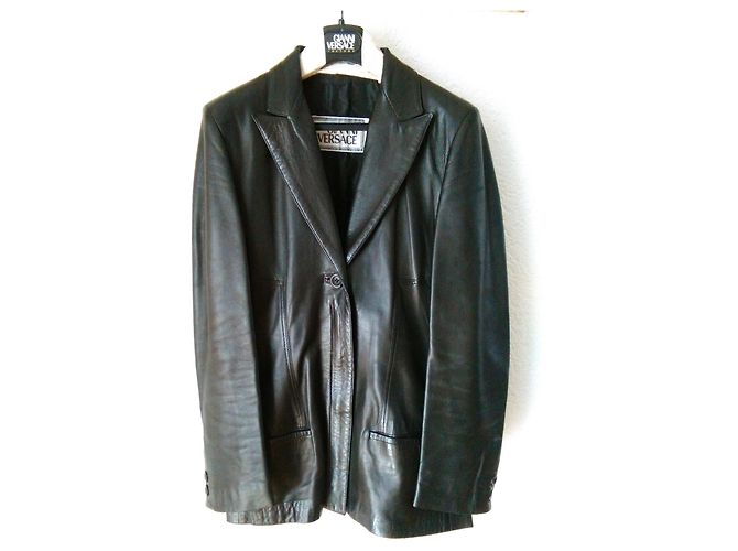 VERSACE Schwarze Lederjacke