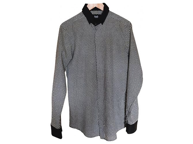 D&G Camisa padrão triangular D & G Preto Branco