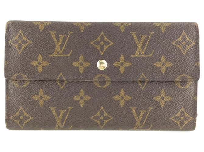 Carteira com três dobras de Louis Vuitton Marrom Lona  ref.115257