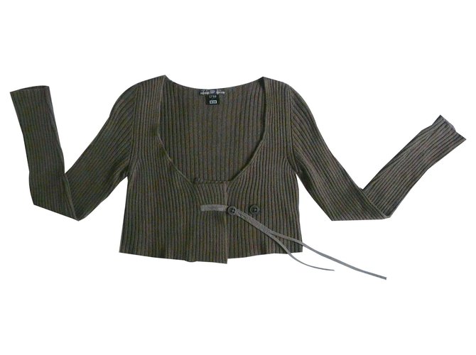 Autre Marque Giacca corta o maglia corta taupe-khaki in pura lana morbida Crea Concept Cachi  ref.115263