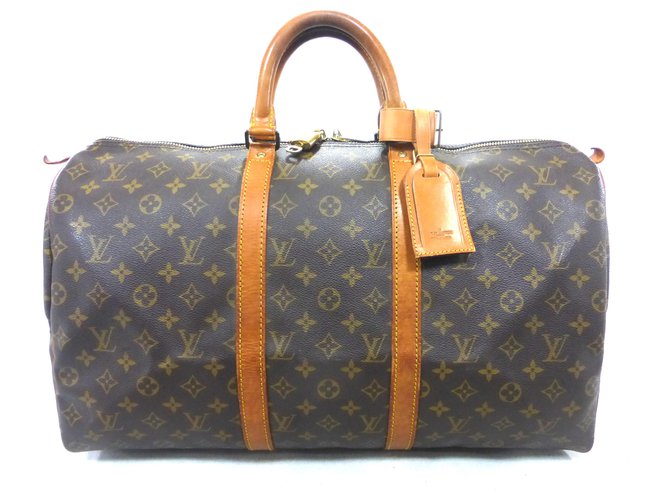 Louis Vuitton KEEPALL 50 MONOGRAM Cuir Marron  ref.115294