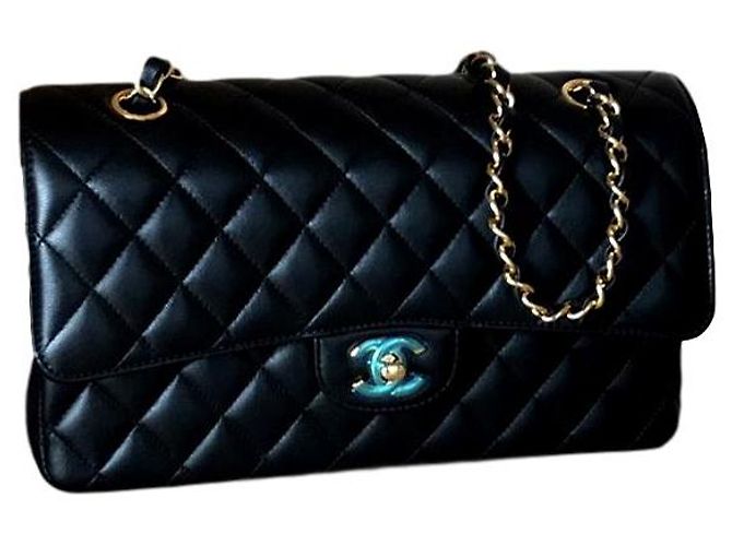 BORSA CLASSICA FLAP foderata CHANEL Nero D'oro Pelle