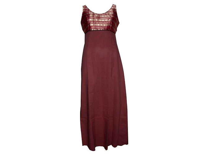 Antik Batik Vestido maxi com corpete borcade Rosa Dourado