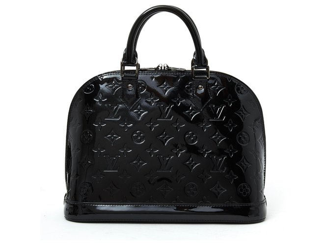 Louis Vuitton BLACK ALMA BLACK PM Cuir vernis Noir  ref.115367