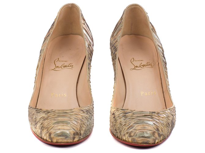 Christian Louboutin Heels Golden Grey Exotic leather  ref.115410