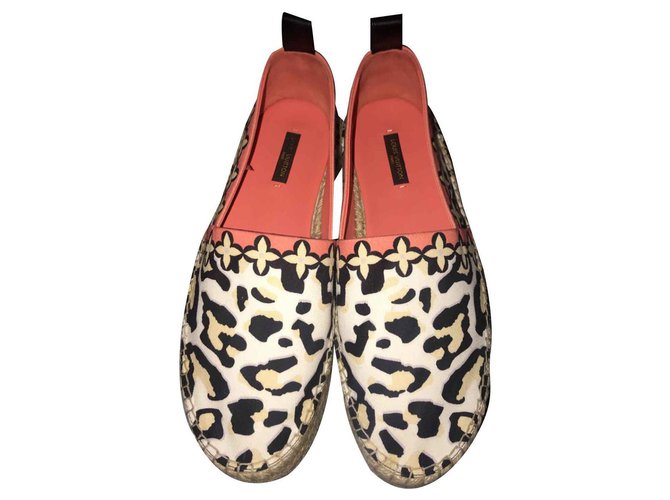 Alpargatas Louis Vuitton Estampa de leopardo Lona  ref.115444