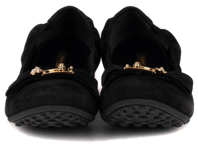Ballerine "giocose piatte" di Louis Vuitton in pelle scamosciata nera, taille 41, Nuova Condizione! Nero Velluto  ref.115456