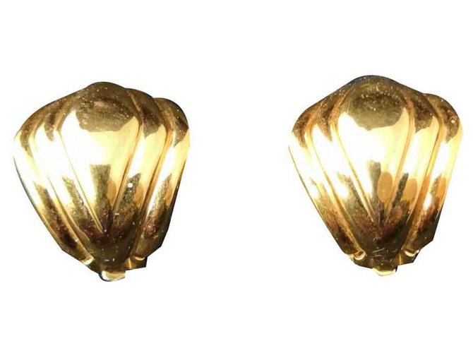 Beautiful vintage earrings Nina Ricci Golden Steel  ref.115490