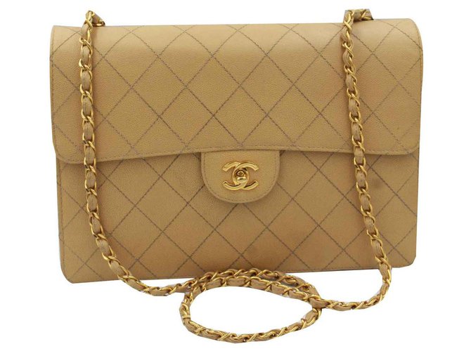 Chanel Timeless single flap Brown Leather  ref.115507