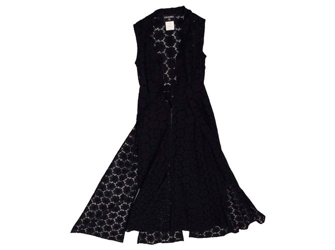 Chanel Vestidos Negro Algodón  ref.115512